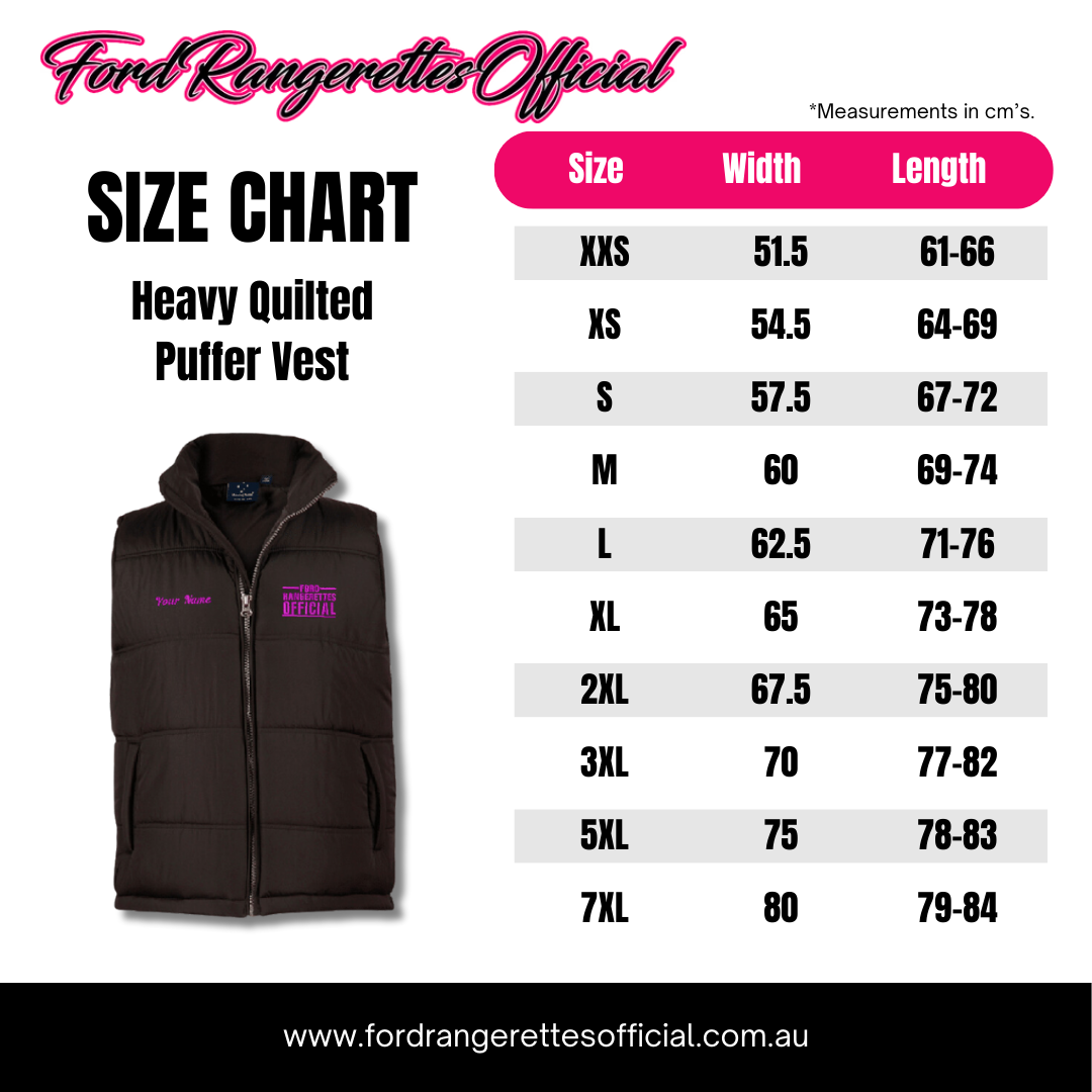 Ford Rangerettes Official Heavy Quilted Puffer Vest