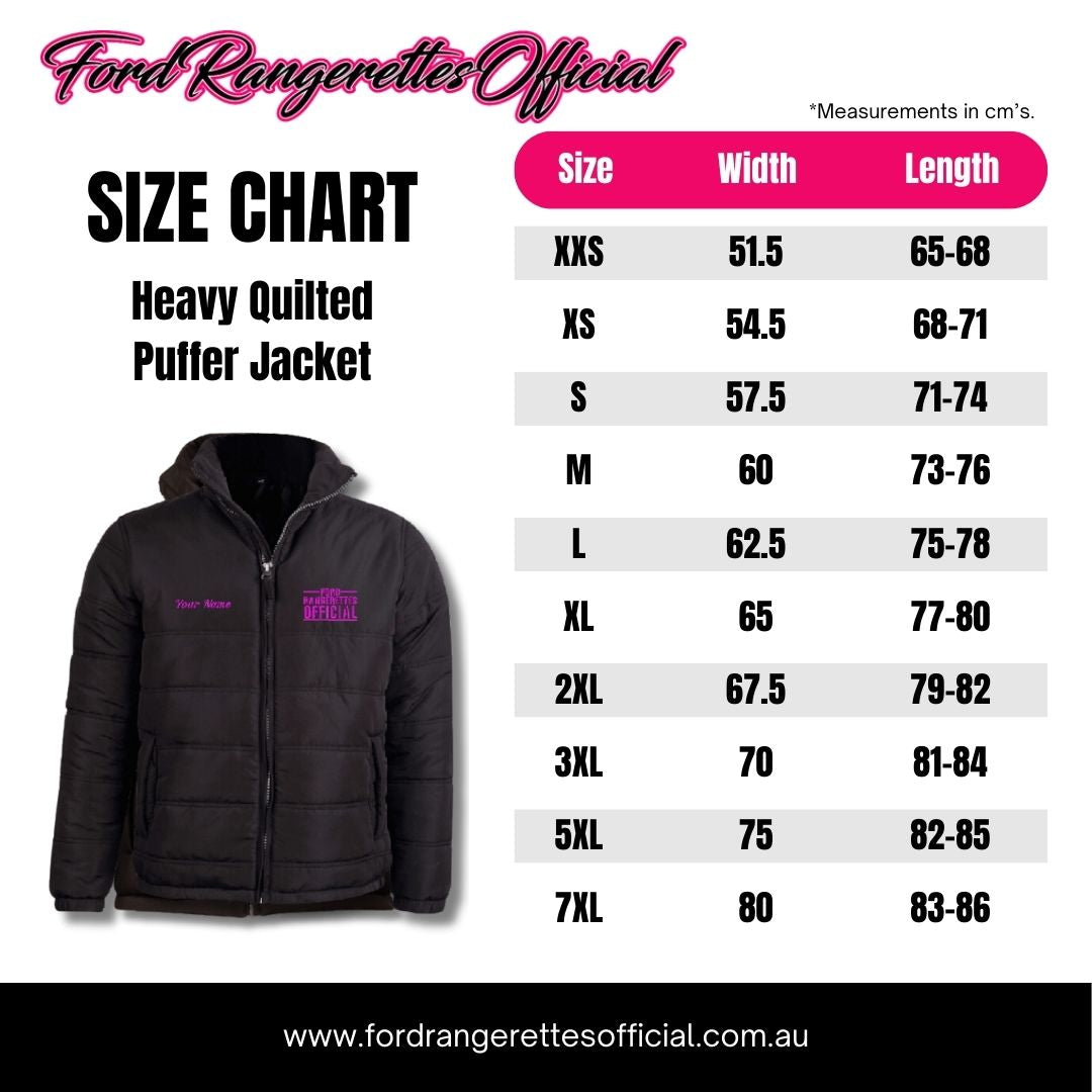 Heavy Quilted Ford Rangerettes Official 4x4 Crew Puffer Jacket