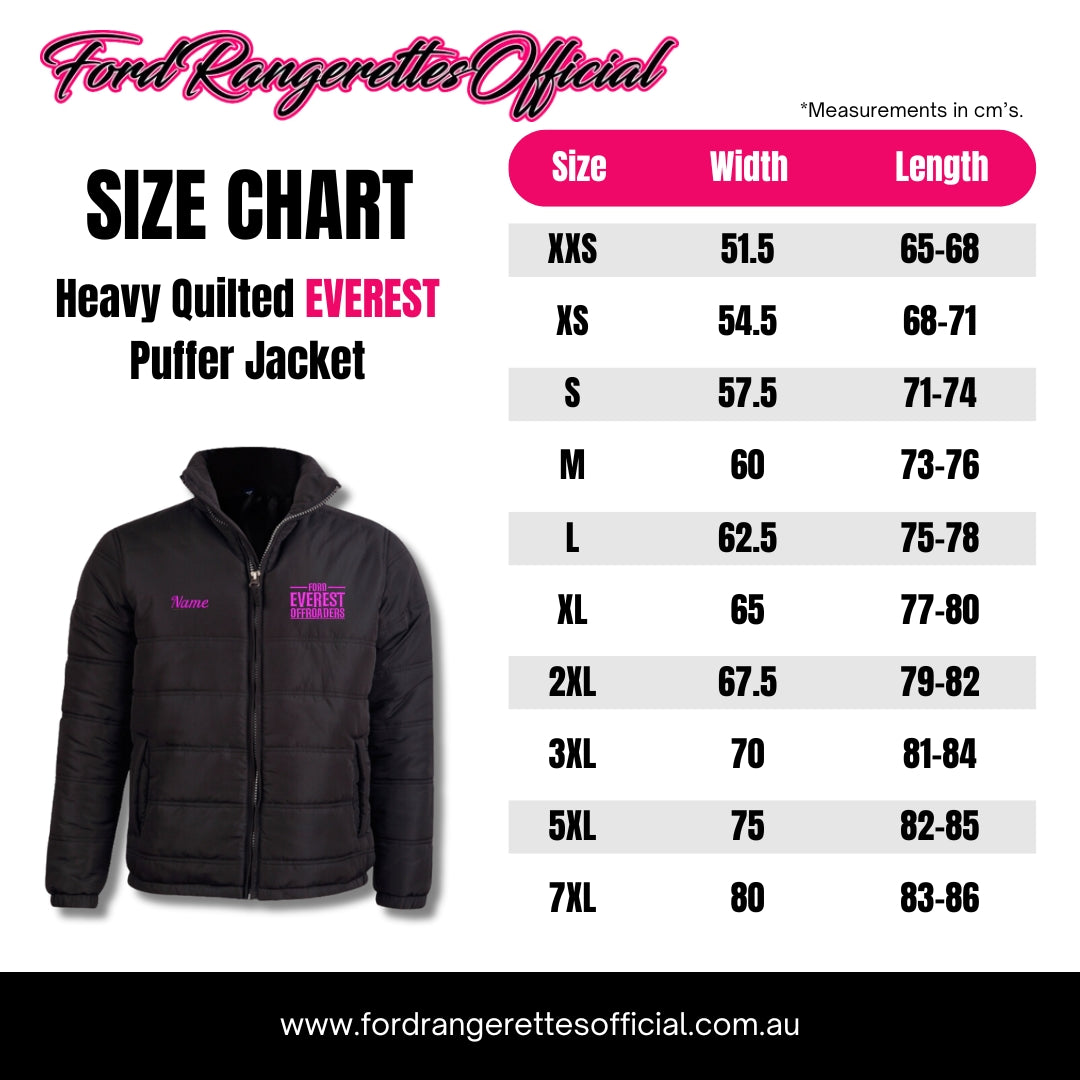 Heavy Quilted Ford EVEREST Offroaders 4x4 Crew Puffer Jacket
