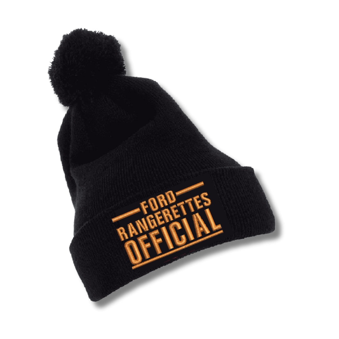 Black Ford Rangerettes Official Pom Pom Beanie