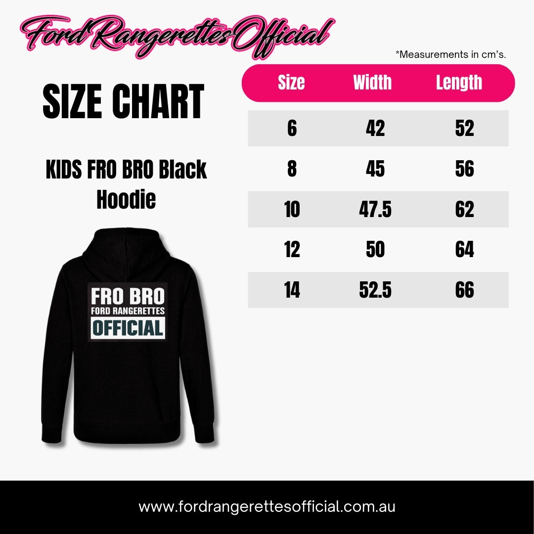 KIDS - FRO BRO Ford Rangerettes Official Black Hoodie