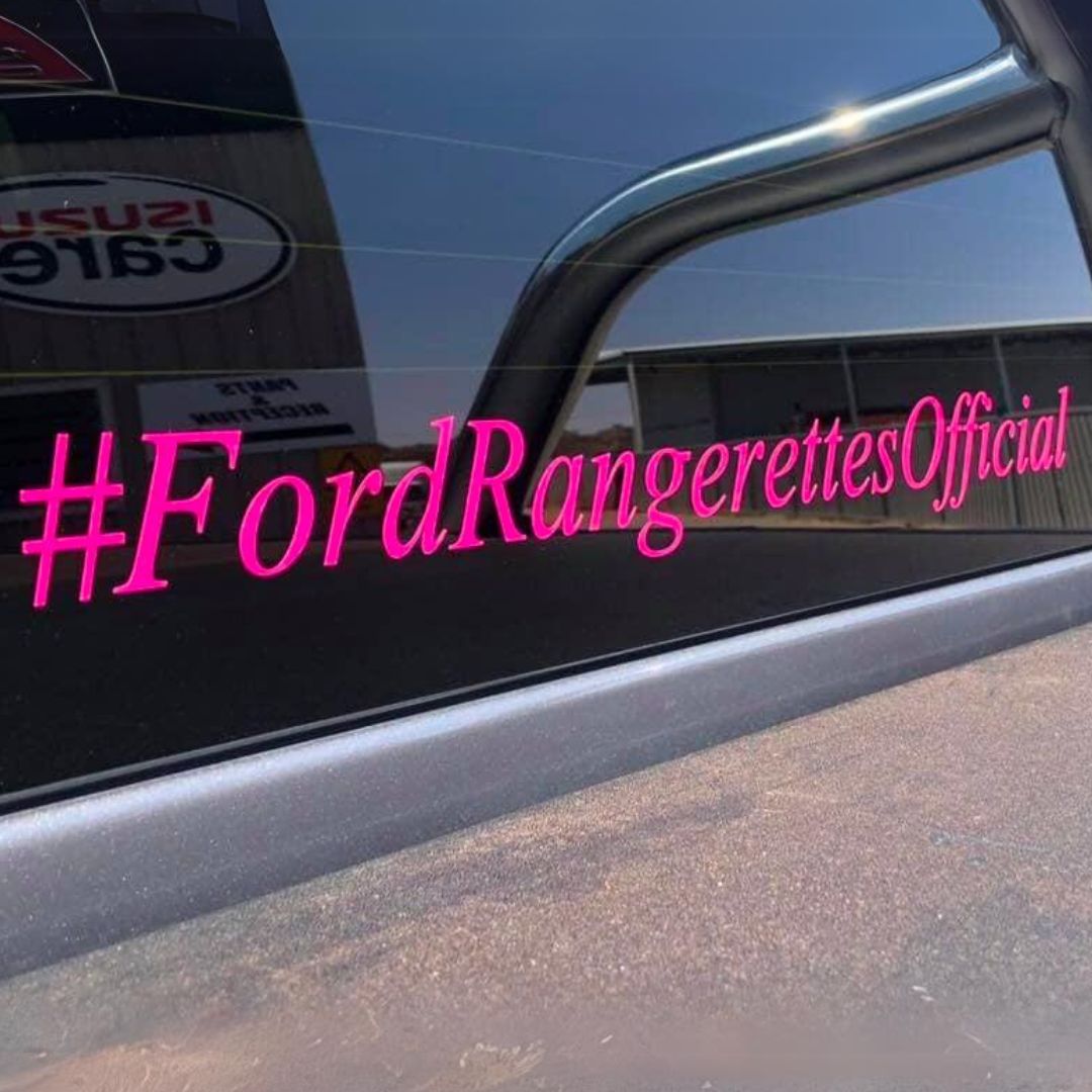 Ford Rangerettes Official hash-tag-italics-spotto decal sticker Hot Pink