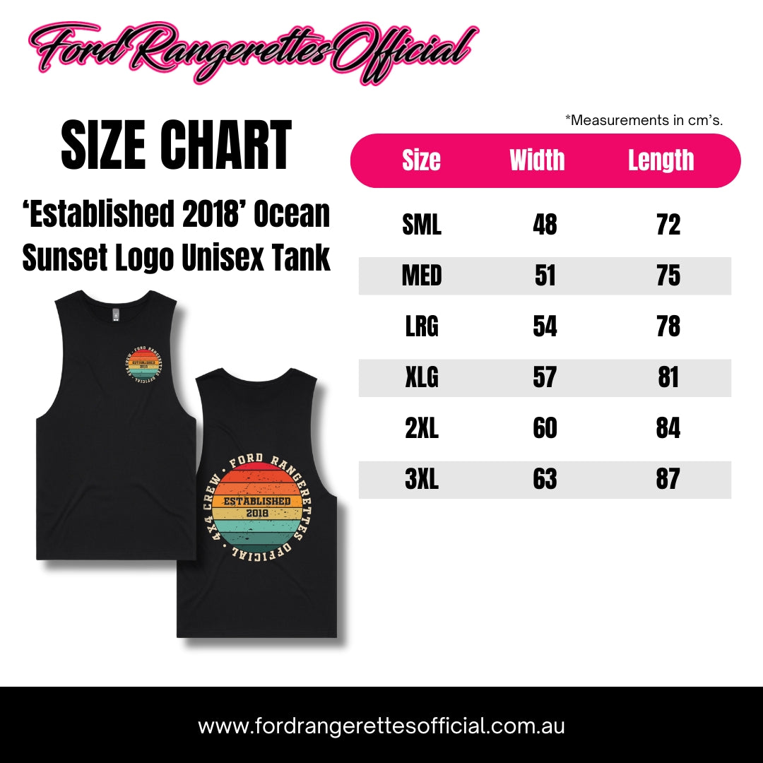 ‘Established 2018’ Ocean Sunset Logo Unisex Tank